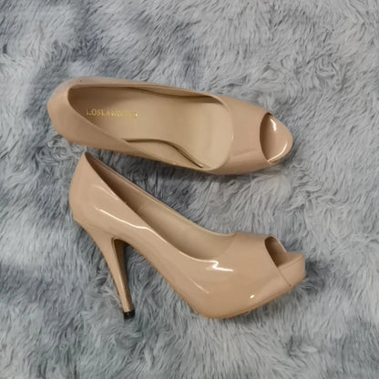 Women Pumps Sexy Open Toe 12cm Thin Heel Platform Patent Leather High Heels Gladiator Party Dress Wedding Shoes