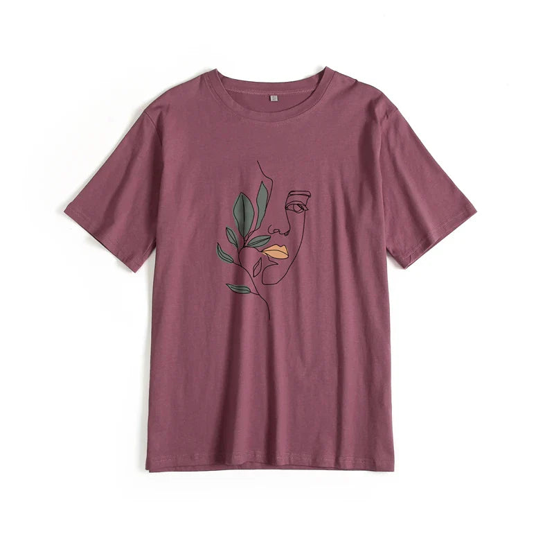 Gothic Graphic T Shirt Women 2023 Summer New Oversized Cotton Tees Casual Aesthetic Character Printed O Neck Tops