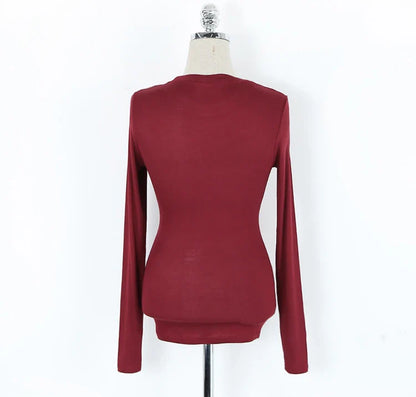 T Shirt Korean Style Slim T-shirts 2026 Sexy Tshirts Cotton Long Sleeve Summer Tops Tee Shirt Femme Khaki Blue White Black
