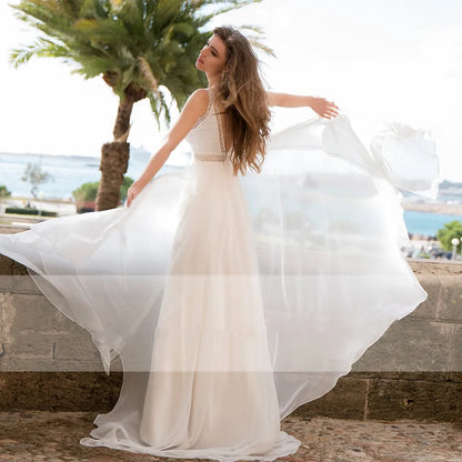 Customized Simple Boho Wedding Dresses 2 Pieces A-Line Spaghetti Straps Backless Sleeveless Elegant Bridal Gowns Vestidos 2026