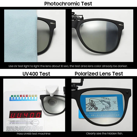 Men Photochromic Polarized Lens Flip Up Clip on Sunglasses Women Driving Sun Glasses with Clips 2026 Trending Product