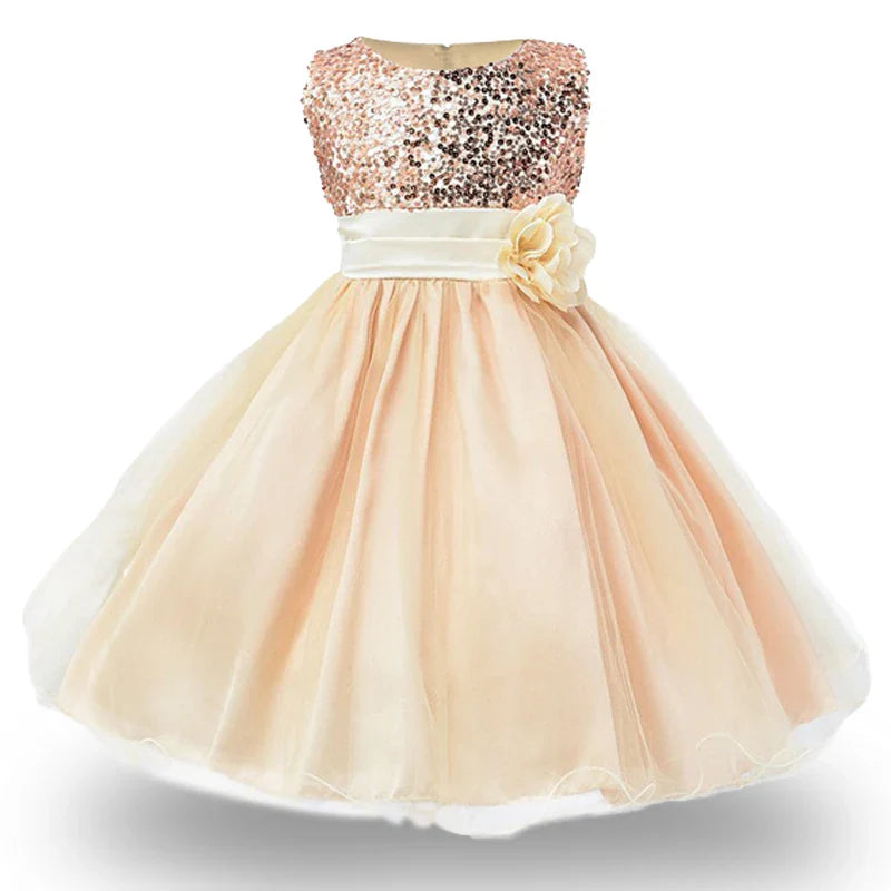 Baby Children Girl Dress NEW Kids Ceremonies Party Summer Princess Wedding Party dress sequins Sleeveless For Girls Clothes