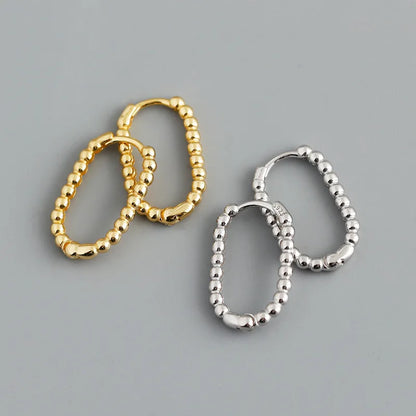 925 Sterling Silver Punk Simple Pirecing Geometry Hollow Beads Stud Earrings for Women Girl Chic Birthday Goth Jewelry