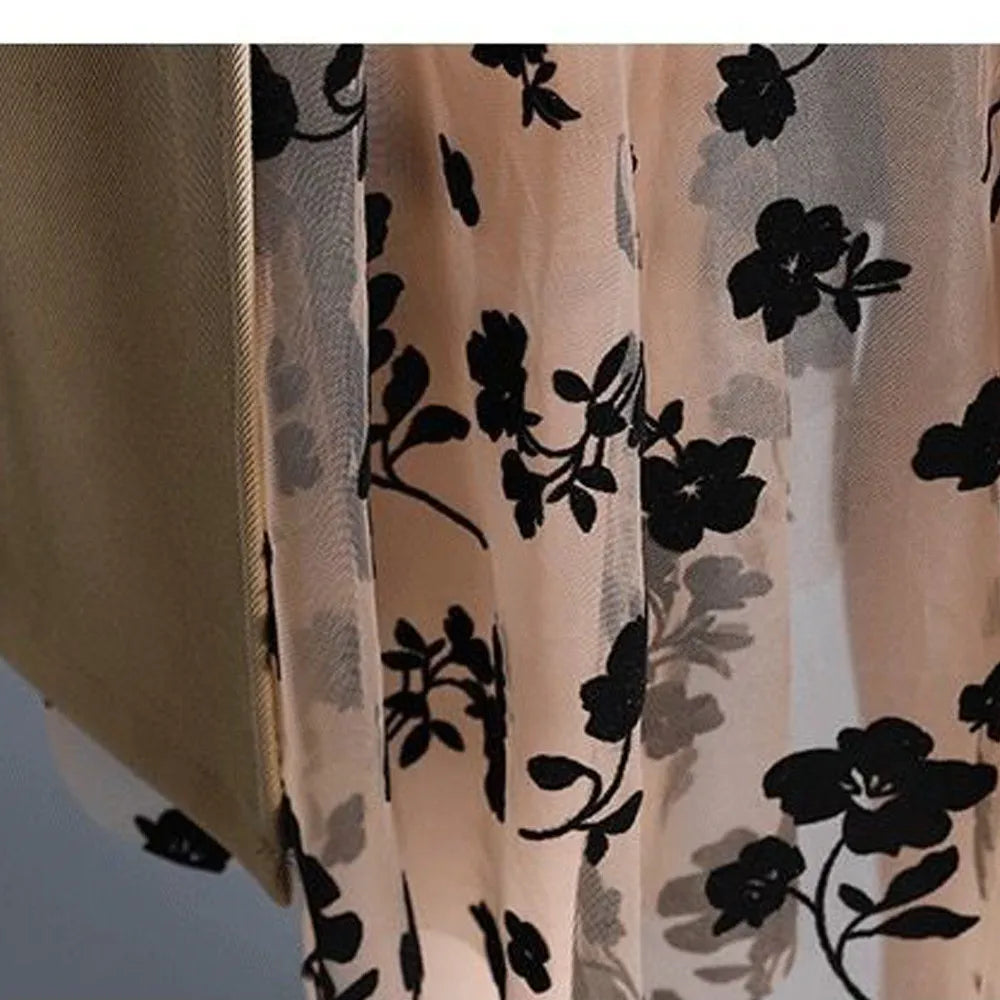 2026 Women Spring Summer Irregular Mesh Skirt Band Splice High Waist Skirt Knee Khaki Split Office Lady Skirt