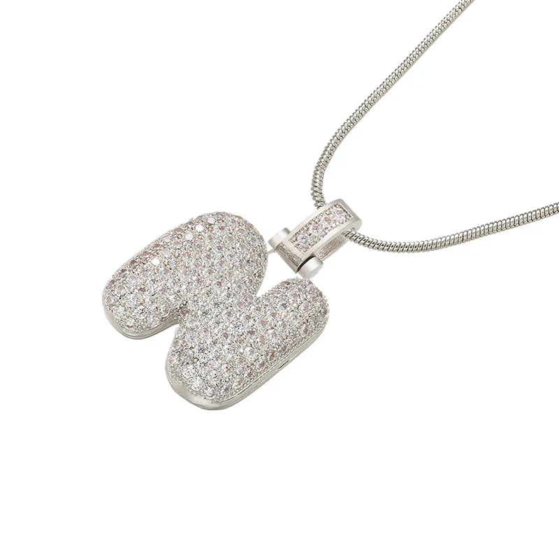 1.25x500mm Fat and lovely crystal brass silver color  letter necklace for women friends birthday gift model: VL34