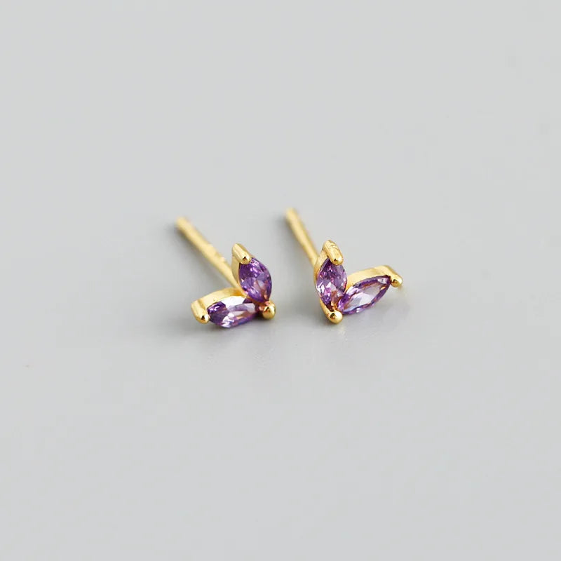 925 Sterling Silver Fashion Korean Chic Blue Horse Eye Zircon Stud Earrings for Women Teen Simple Color Piercing Jewelry