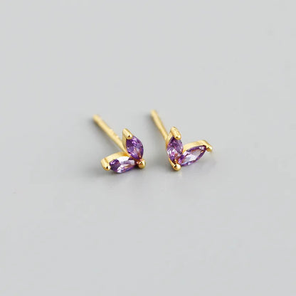 925 Sterling Silver Fashion Korean Chic Blue Horse Eye Zircon Stud Earrings for Women Teen Simple Color Piercing Jewelry