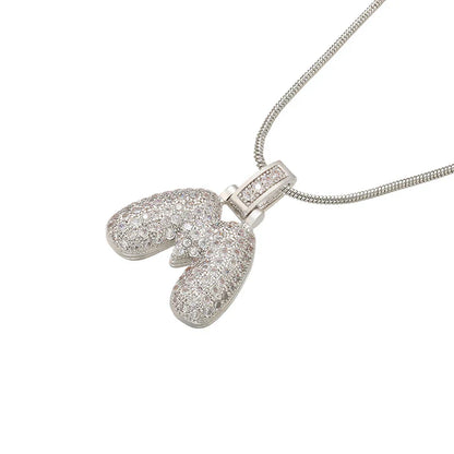 1.25x500mm Fat and lovely crystal brass silver color  letter necklace for women friends birthday gift model: VL34