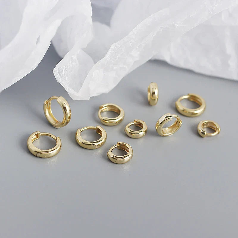 925 Sterling Silver Minimalism Punk Rock Wide Hoop Earrings for Women Men Fashion Gothic Bohe Huggie Ear Buckle Jewelry