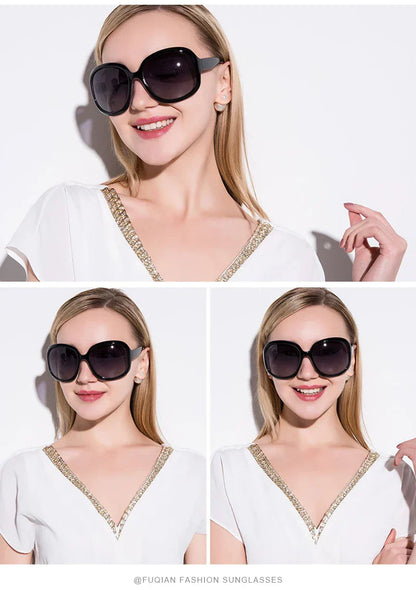 Design Elegant Polarized Oversized Round Sunglasses Women Simple Fashion Big Plastic Ladies Sun Glasses UV400