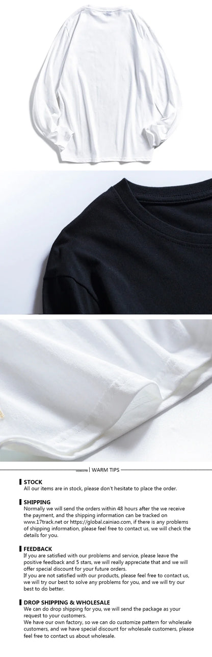 Women O-neck Long Sleeve T shirts Lady White Cotton Tops Female Soft Casual Tees Women's Black T-shirt