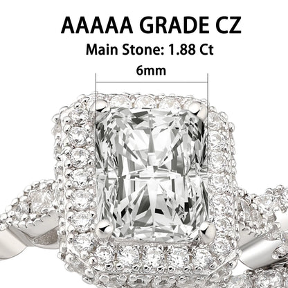 Solid 925 Sterling Silver Wedding Rings Set for Women AAAAA Grade CZ Engagement Ring Detachable Guard Bands