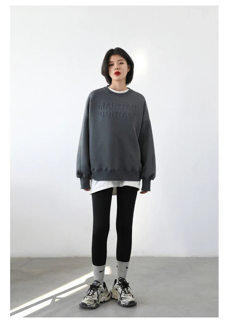 Spring Autumn Women's Solid Color Loose Long Sleeve T-shirt O-neck Basic Top Bottomed Shirt Casual  Tshirt Woman Female