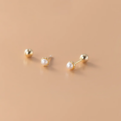 925 Sterling Silver Simple Sweet Shell Spiral Beads Small Stud Earrings for Women Fashion Korean Party Piercing Jewelry