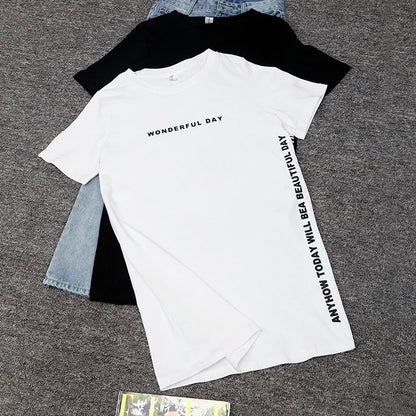 T shirts Summer Women Loose Slit Femme Tops  Tshirt Short sleeve Ladies t-shirt