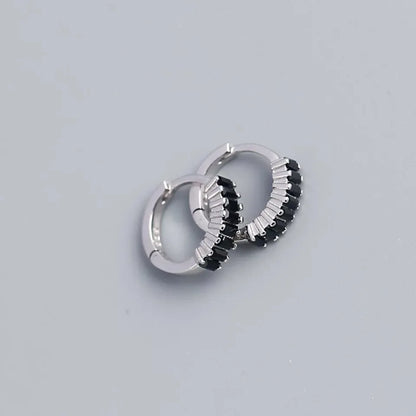 925 Sterling Silver Earring Fashion Rectangle Color Zircon Round Ear Ring Ear Bone Wild Trend Sweet Simple Women Girl Ear Jewelr