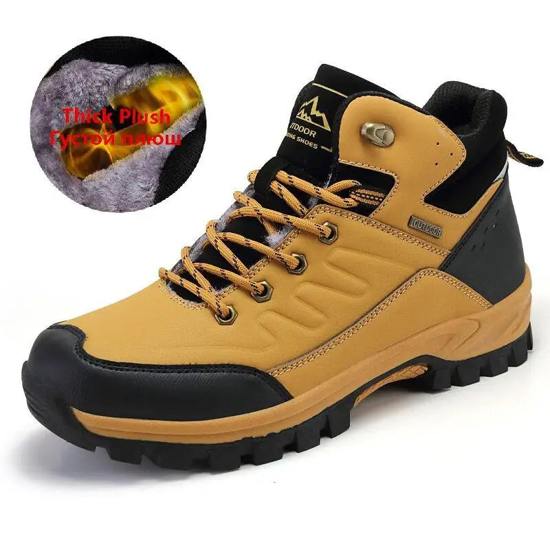 Brand Winter Men's Boots Warm Men's Snow Boots High Quality Leather Men Sneakers Outdoor Men Hiking Boots Work Shoes Size 39-46