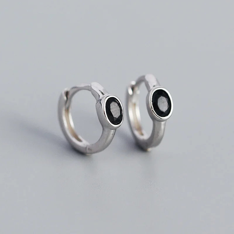 925 Sterling Silver Simple Oval Cut Zircon Hoop Earrings for Women Geometric European Piercing Huggie Jewelry Female Gift