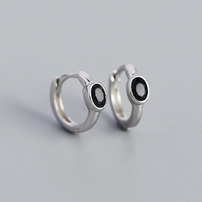 925 Sterling Silver Simple Oval Cut Zircon Hoop Earrings for Women Geometric European Piercing Huggie Jewelry Female Gift