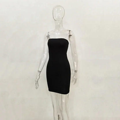 Off Shoulder Tube Dress Solid 2025 New Summer Women Bodycon Strapless Dress Black Mini Dress Women Slim Party Clubwear