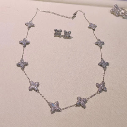 Luxury Flower Statement Necklace earring ring BraceletJewelry Set For Women Wedding Party Full Zircon Dubai Bridal jewelry N0555