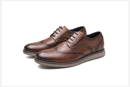 Sapatos Sociais Masculinos de Couro Genuíno Sapatos Casuais Confortáveis Masculinos Sapatos de Trabalho de Escritório Elegantes com Cadarço Masculinos