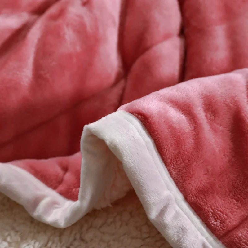 Super Soft Warm Throw Blanket Three-Layer Thick Velvet Solid Color Bedspread Coral Fleece Home Throws Adult Bed Cover Winter