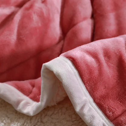 Super Soft Warm Throw Blanket Three-Layer Thick Velvet Solid Color Bedspread Coral Fleece Home Throws Adult Bed Cover Winter