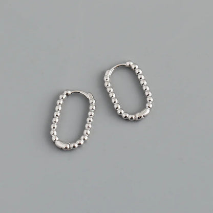 925 Sterling Silver Punk Simple Pirecing Geometry Hollow Beads Stud Earrings for Women Girl Chic Birthday Goth Jewelry