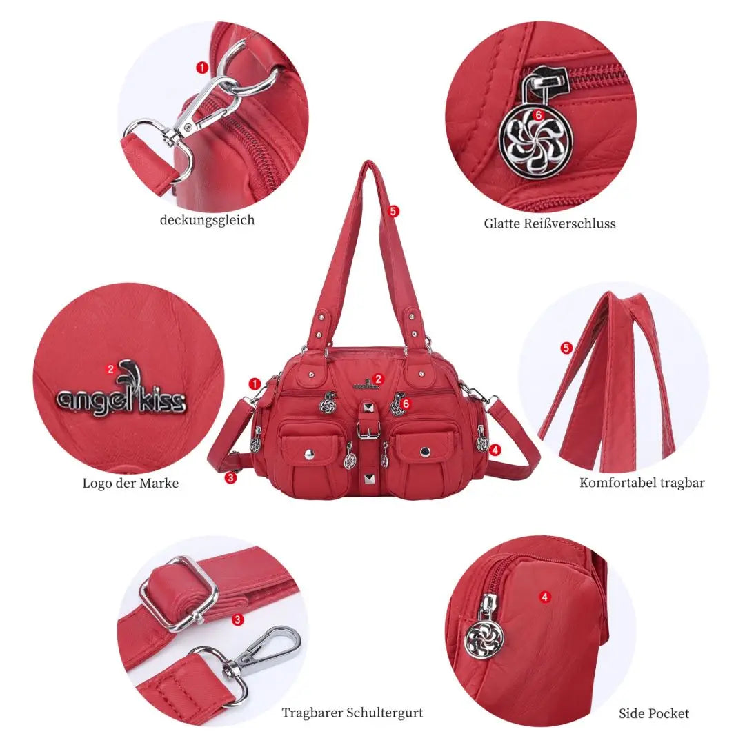 Women Small Handbags Satchel Top-handle Handbag PU Shoulder Bag 8”x11” Dumpling Pack Multi-pockets Shoulder Bag
