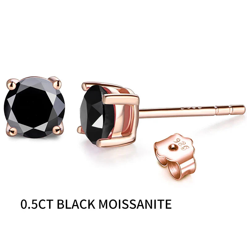 D Color Moissanite 1CT Gemstone 750 Rose Gold 18K Plated Stud Earrings for Women Solid 18K Gold Solitaire Fine Jewelry
