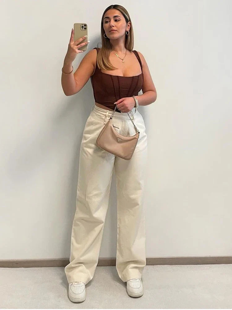 NewAsia Boning Corset Top Zipper 2Layer Elastic Solid Color Square Neck Slim Fit Bustier Women Summer Crop Tank Top Fashion Vest