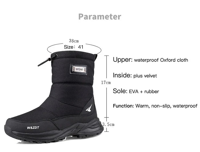 Winter High Boots for Man Outdoor Travel Snow Boots Zipper Non-slip Cotton Shoes Men Plus Velvet Keep Warm Men Casual Shoes 46