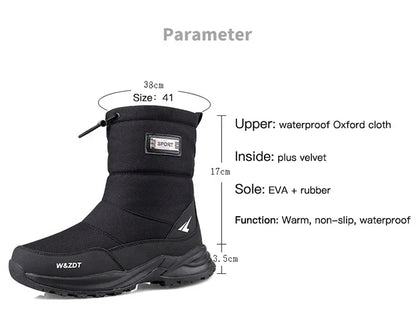 Winter High Boots for Man Outdoor Travel Snow Boots Zipper Non-slip Cotton Shoes Men Plus Velvet Keep Warm Men Casual Shoes 46