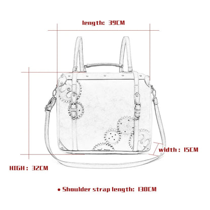 Steampunk Single Shoulder Bags Vintage Women Handbags Gothic Messenger Crossbody Bag Ladies Rivet Top-Handle Bags Pack