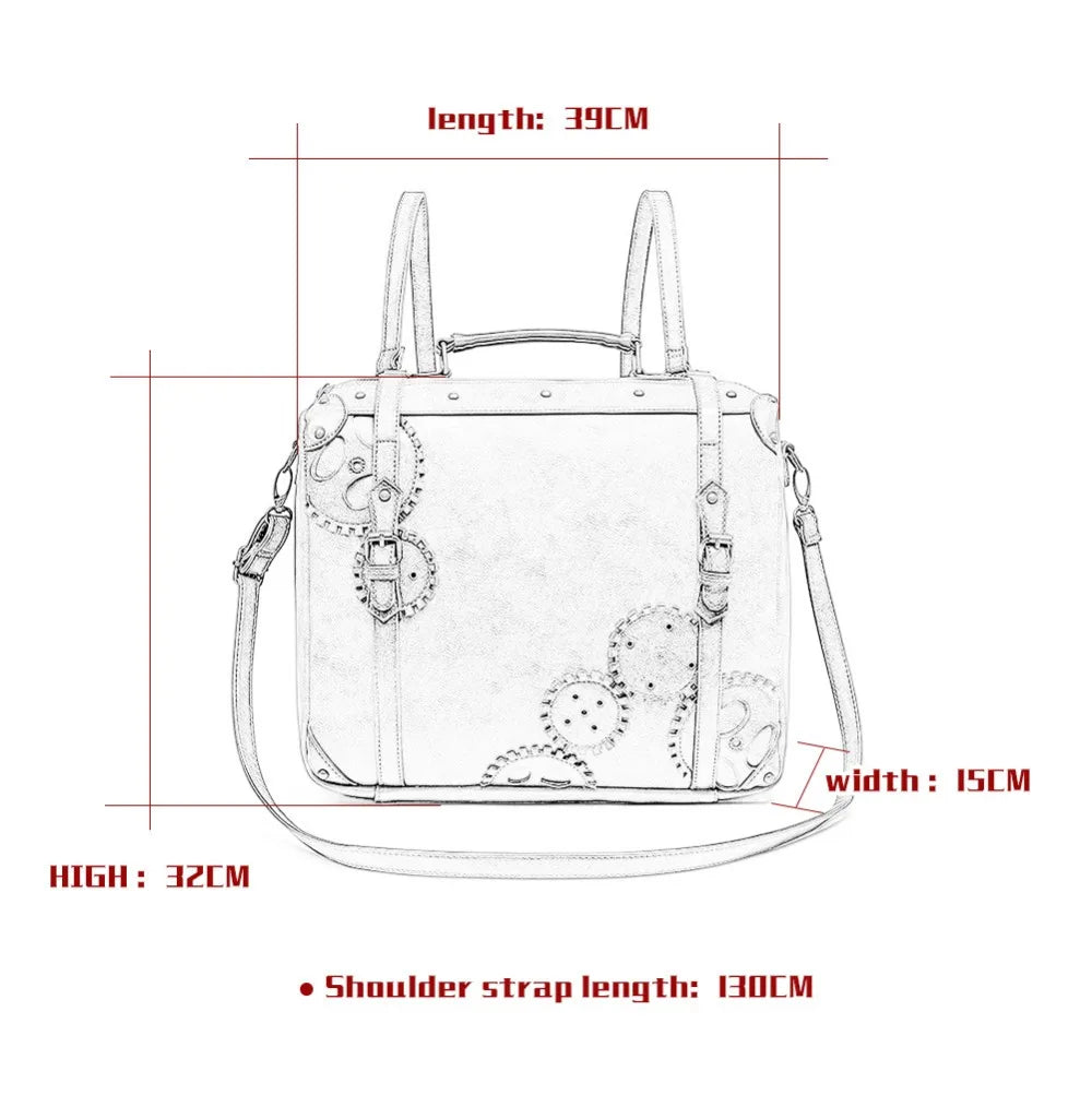 Norbinus Steampunk Single Shoulder Bags Vintage Women Handbags Gothic Messenger Crossbody Bag Ladies Rivet Top-Handle Bags Pack