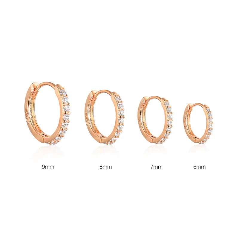 6/7/8/9mm Real 925 Sterling Silver Zircon Hoop Earrings for Women Huggie Earring Piercing Earings Jewelry Pendientes