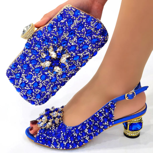 New Silver Color Nigerian Women's Shoes and Bags Party  African Fashion Shoes and Bags Wedding Shoes and Bags
