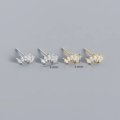 Luxury Genuine 925 Sterling Silver White Zircon Horse Eye Stud Earrings for Women Chic Office Youth Jewelry Accessories