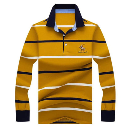 Autumn winter new polo shirt High quality brand cotton men's polo shirt Long sleeve casual striped shirt polo men clothing