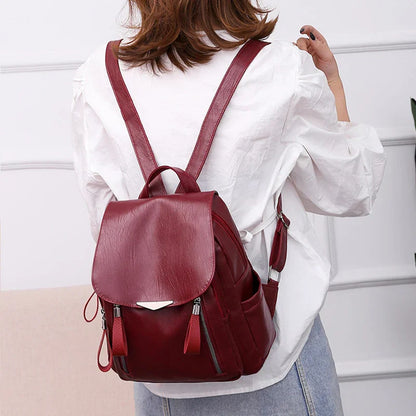 Luxury Backpack For Women Soft PU Leather Backpack Travel Large Capacity School Bag Double Zipper Business Knapsack