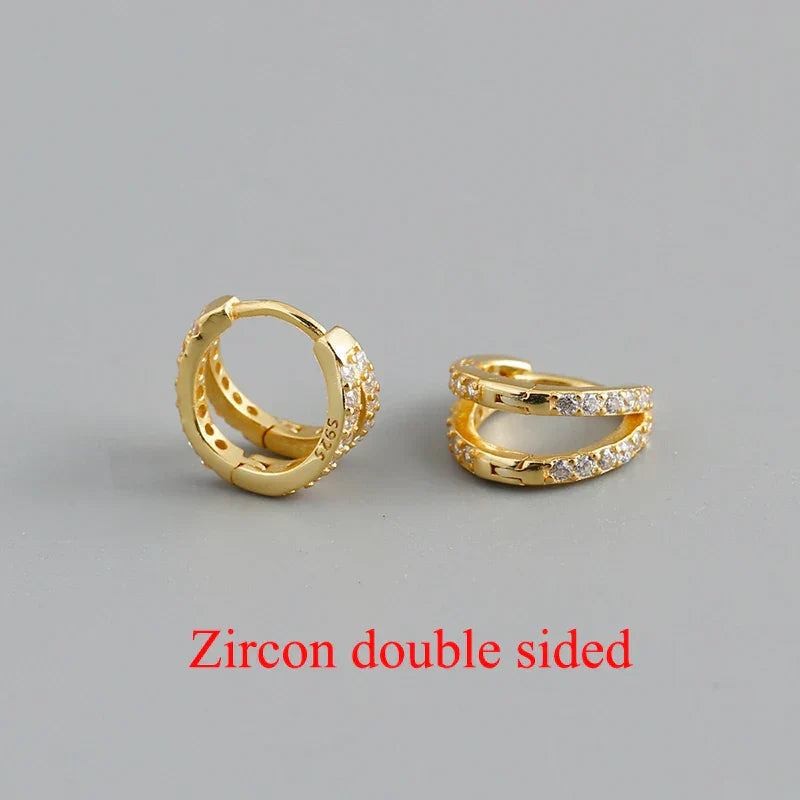 925 Sterling Silver Simple Glossy Double Ear Buckle for Women Unique Charm Party Hoop Earrings Fine Jewelry Accessories