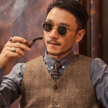 Retro Polarized Round Metal Frame Sunglasses Eyewear For Men and Women Driving Fishing Brand Designer Sun Glasses UV400