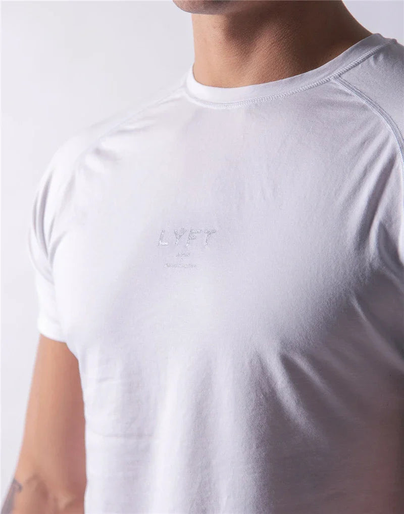 JP&UK Men T-shirt Short Sleeve Cotton Casual Gym Fitness T shirt Bodybuilding Workout Print Tees Tops Male LYFT Brand Clothing
