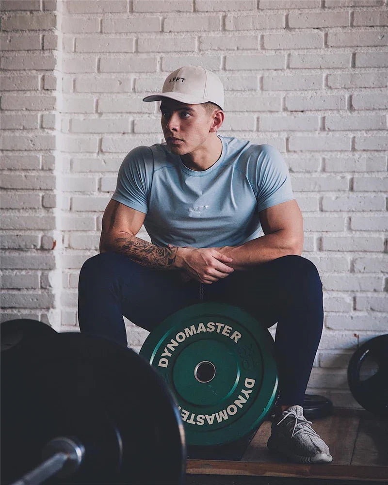 JP&UK Men T-shirt Short Sleeve Cotton Casual Gym Fitness T shirt Bodybuilding Workout Print Tees Tops Male LYFT Brand Clothing
