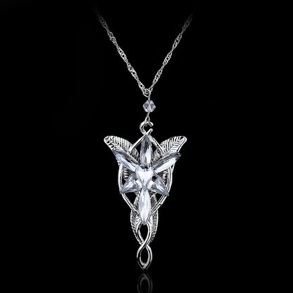 Lord Rings Arwen Evenstar Necklace The Elves Princess Fashion Crystal Cubic Zirconia Stone Pendant For Women Wedding Gifts