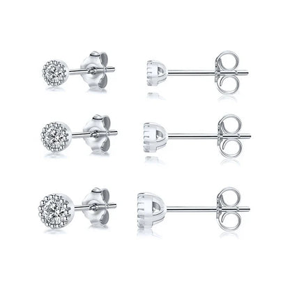 3pcs/set Bling Zircon Earring 925 Sterling Silver Cute Mini Heart Star Stud Earrings Ear Bone Earlobe Piercing Jewerly