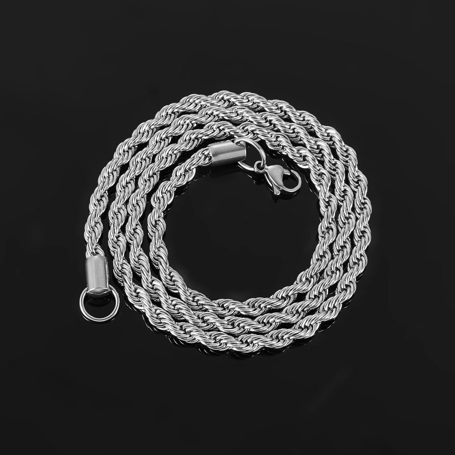 Men's Stainless Steel Punk Twist Rope Chain Necklace for Women Silver Color Neck Choker Waterproof Fashion Jewelry Accessories