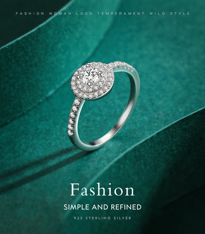 Sparkling Round Clear CZ Charm Rings Fashion 925 Sterling Silver Classic Design Wedding Ring For Women Party Jewelry