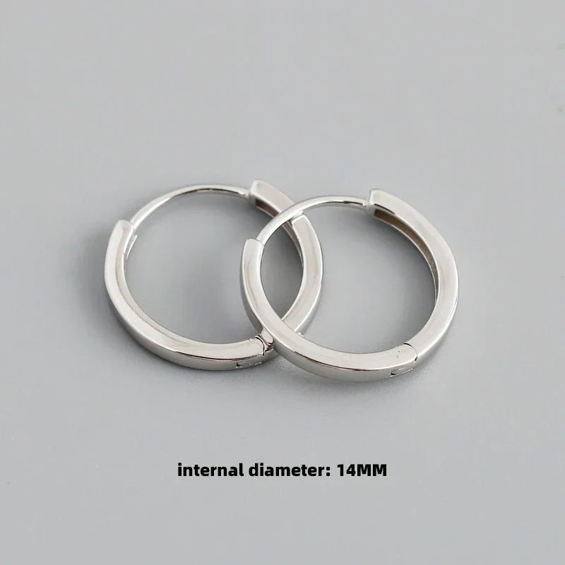 925 Sterling Silver Minimalist Punk Rock Circle Hoop Earrings for Women Men Goth Piercing Ear Buckle Charm Fine Jewelry